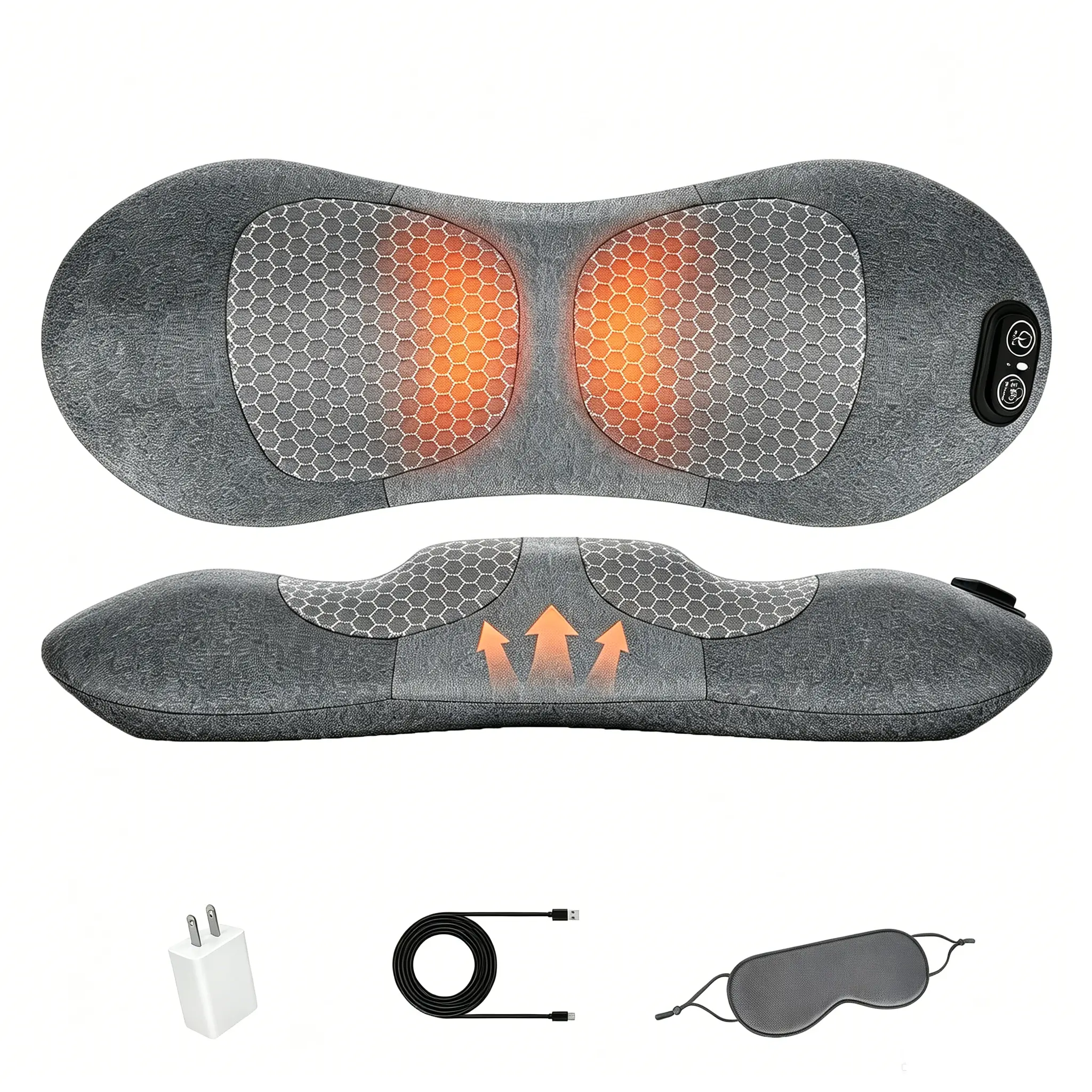 Adjustable Electric Heat Therapy Lumbar Pillow, Slow Rebound Foam Heating Waist Support Cushion with Ergonomic Contour Design for Side Back Sleepers, Lower Back Pain Relief