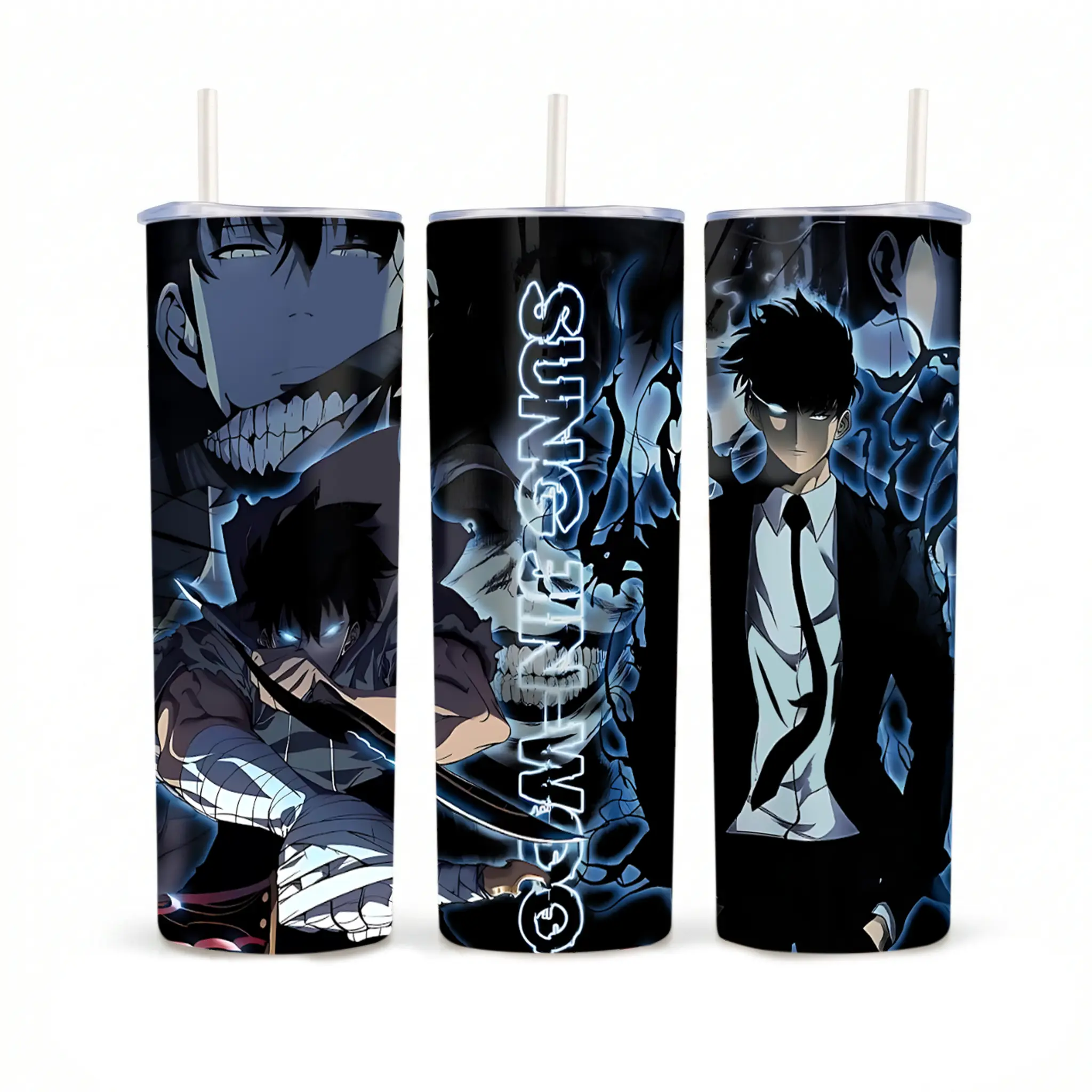 Sung Jinwoo Anime Tumbler 20oz 40oz, Solo Leveling Stainless Steel Travel Mug, Manga Insulated Cup With Handle & Straw, Gift For Anime Fans