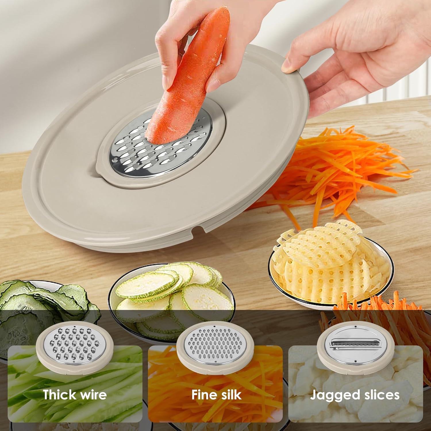 4-1 Multifunctional Kitchen Colander Bowl Set - Includes Kitchen Fruit and Vegetable Cleaner, Food Strainers, and Utensils (Beige) 4-1 Multifunctional Kitchen Colander Bowl Set - Includes Kitchen Fruit and Vegetable Cleaner, Food Strainers, and Utensils (Beige)