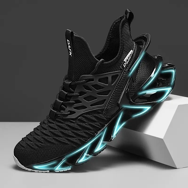Men's shock-absorbing running sports shoes -mesh fabric for breathability, heightening, anti-slipand wear-resistant, professional sports training shoes