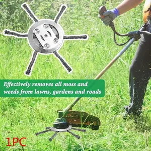 Steel Wire Weeding Brush 1/2 Pack, Durable Round Weeder with Durable Construction for Lawn Mowers, Ergonomic Handle for Efficient Garden Maintenance, Garden Tools