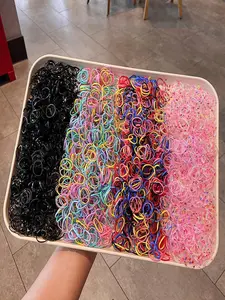 1000pcs Clear Elastic Hair Rubber Bands, Transparent Mini Hair Ties, Small Stretch Hair Bands for Women, Random Colors