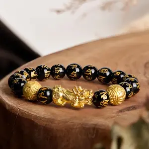 GEMRICH Feng Shui Black Obsidian Evil-Repellent Wealth Bracelet, Adjustable Lucky Money Bracelet for Men and Women — Faith Jewelry