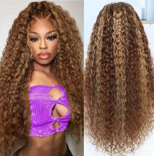 Hot Selling 360 Wig P4/27 Highlight Ombre Color Ashimary Invisi-Strap 360 Skin Lace Wig Water Wave Glueless Human Hair Pre Plucked FallFreshness