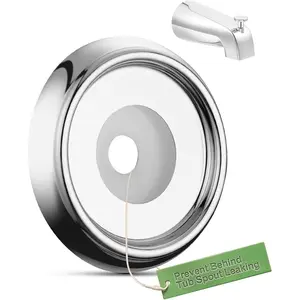 Tub Spout Cover Ring with Seal Back Hole Cover Fit 1/2" Copper Pipe, Thread Pipe, Prvent Leaking from Behind Tub Spout, 1-1/2 Inch ID and 3-5/8 Inch OD, Chrome