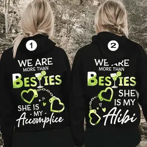 Best Friend Hoodie Matching Couple, For 2 We Are More Than Besties, Graphic Fleece Pullover for Men for Women, Casual Unisex Hooded Sweatshirt, Perfect Gift for Couples, Valentine’s Day Gift for Birthday Christmas Halloween