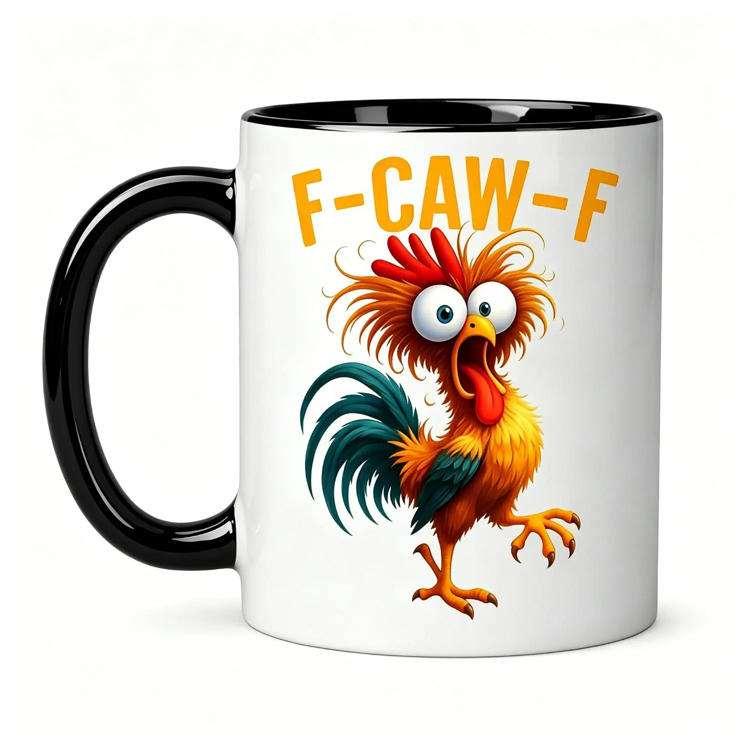 White Elephant Gifts Hilarious FCawF Ceramic Coffee Cup for Men & Women,11oz Humor Coffee Mug F-Caw-F Funny Chicken Mug,