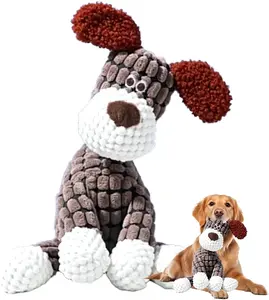 Indestructible Dog Toy 2026 New Durable Plush Squeaky Chew Toy for Aggressive Chewers Small Medium Large Dogs Puppy Teething Toys Brown
