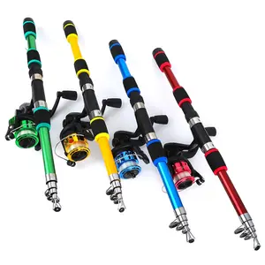 Multi-Color Extendable Fishing Rod Set with Spinning Reel, Portable Sea Bass Casting Combo, Universal Freshwater Saltwater Fishing Gear, Telescopic Fishing Rod