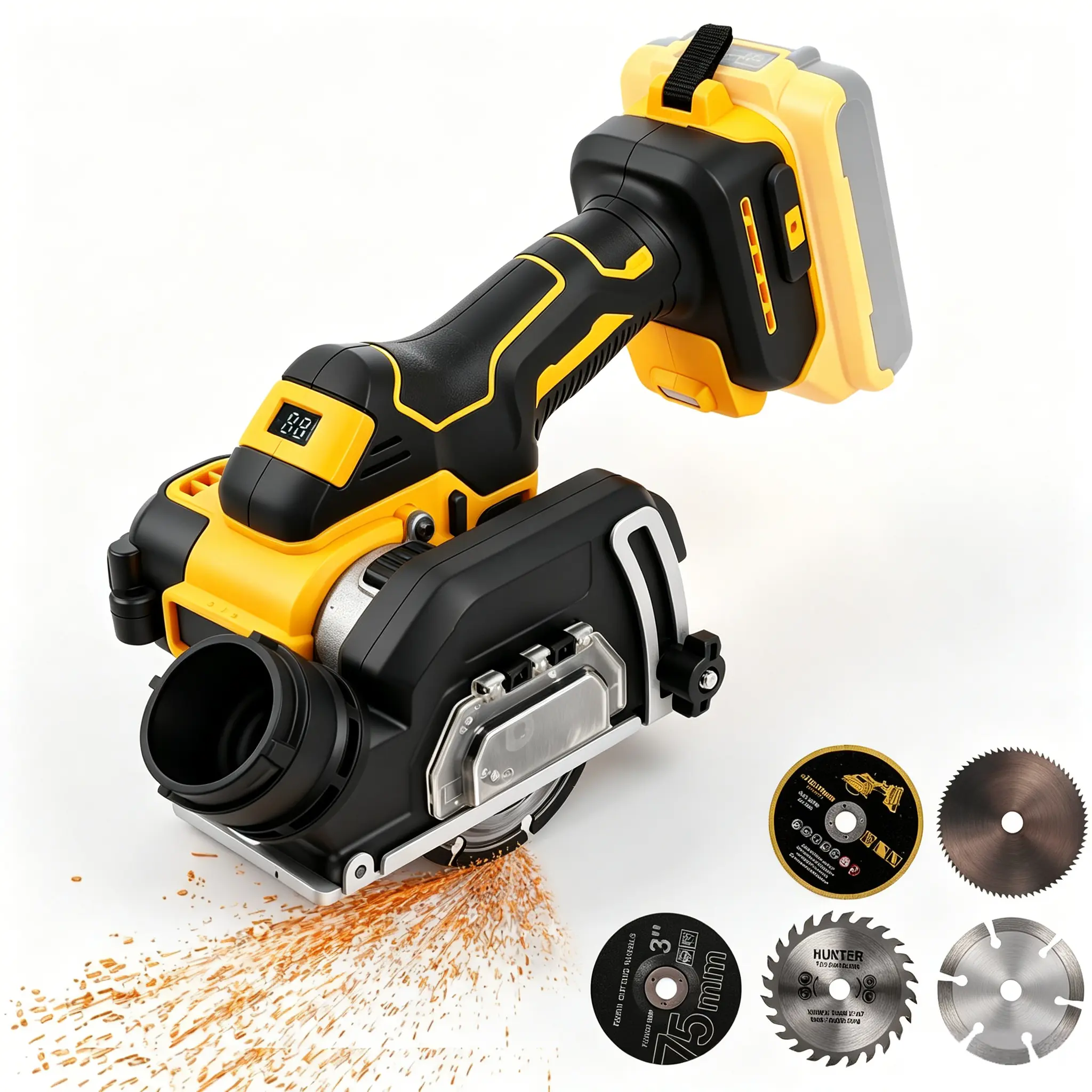 Cordless Brushless Mini Circular Saw (Brushless Rotary Saw), 3" Cut Off Tool Compatible with DeWalt 20V MAX Battery (No Battery), 12000RPM, Blades Included, Removable Dust Cover, Wood Cutting Tool for Metal/Wood/Tile