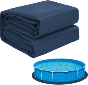 15 FT Round Heavy Duty Pool Liner Pad for Above Ground Pools, Navy Blue Under Pool Mat to Prevent Puncture and Extend Liner Life
