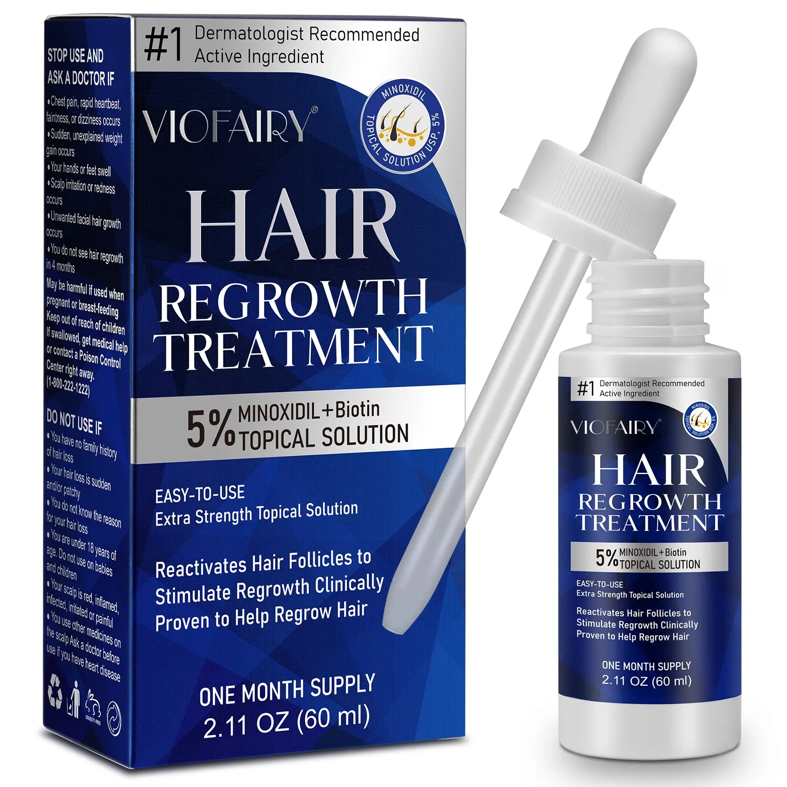 VioFairy 5% Minoxidil Solution - Hair Tonic for Men Hair Care Treatment Hair Regrowth Hair Growth Stimulator