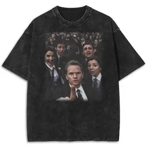 Vintage How I Met Your Mother Funny Meme Acid Wash T-Shirt, Retro TV Series Crewneck Shirt, Funny HIMYM Movie Sitcom Womenswear, Classic Movie Tee