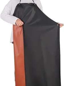 Chemical Resistant Work Cloth - Adjustable Bib Butcher Apron Waterproof Rubber Vinyl Apron Blacks