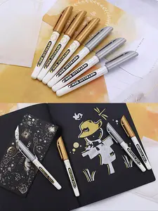 2 Piece Metal Color Markers Gold Silver Signature Pens, Art Painting Greeting Cards Ceramic Professional Use, All Seasons DIY Supplies