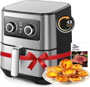 Air Fryer 5.8QT/5.5L, Uten 1700W AirFryer High-Power Electric Hot Temperature Control & Timer Knob, Non Stick Fry Basket, Dishwasher Safe, Apply to Party, Afternoon Tea, Black