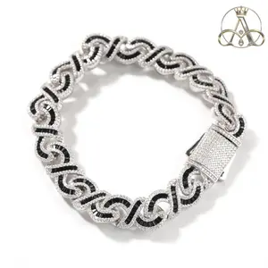 Aurelia Crest 12 MM Iced Out Infinity Necklaces for Men AAA CZ Baguettecz Prong Setting Cuban Link Chain Choker Hip Hop Jewelry for Gift