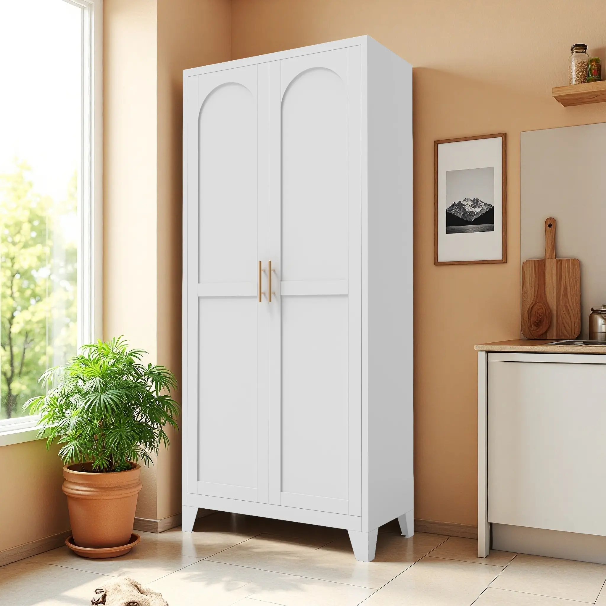 XUAN 71'' Freestanding Modern Metal Storage Cabinet with 2 Sturdy Durable Regular Doors and Adjustable Shelves, for Bedroom, Living Room