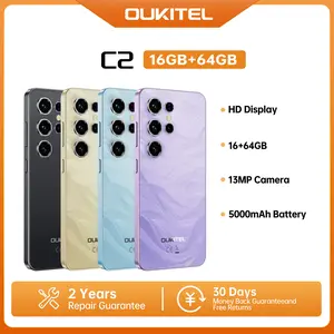 OUKITEL C2 Unlocked Android 14 Smartphone, 6.52 inch HD Display, Dual SIM Phone 2025, 16GB RAM + 64GB/1TB ROM, 13MP + 5MP Camera, 5000mAh Battery, 4G Network Phone, 3.5mm Jack/GPS/NFC/OTG/Face ID