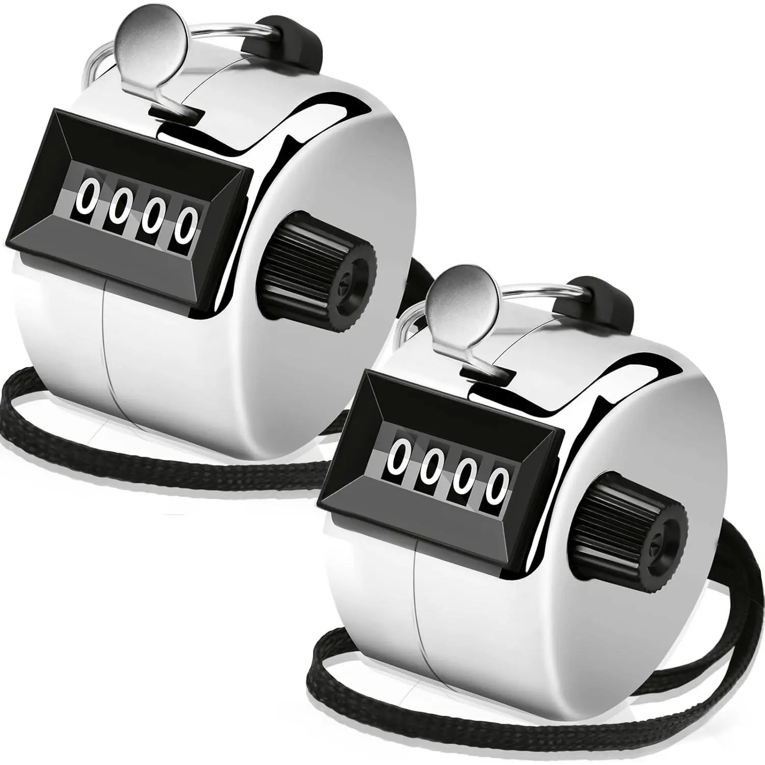 2 Pack Clicker Counter, Metal Hand Tally Counter Clicker, 4 Digit Mechanical Palm Click Counter for Counting Numbers, Coaching,  Events Count