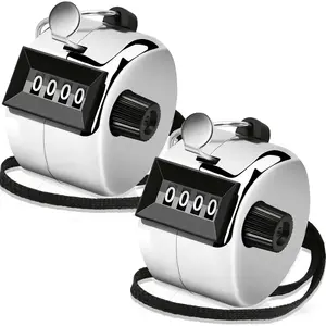 2 Pack Clicker Counter, Metal Hand Tally Counter Clicker, 4 Digit Mechanical Palm Click Counter for Counting Numbers, Coaching, Sports Events Count