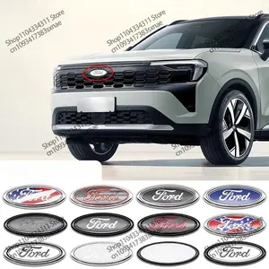15cm Ford Grille Emblem for F150 Explorer, Fox Mondeo Edge, Us Flag Silver Color Front Car Logo, Truck Decals, 2004-2014 Model, Abs Material