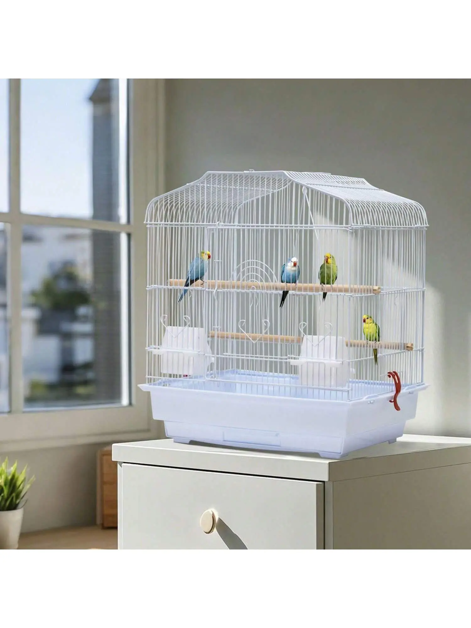 Travel Bird Cage 20.5*18.1*14.2in Portable Birdcage With Handle And Perches For Small Parrots Canaries Cockatiels Lovebirds Finches Budgies Conures 20.5" Portable Travel Bird Cage, Parrot Cage With Handle, Standing Pole, Fo