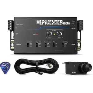 The EPICENTER  Bass Restoration Processor & Line Output Converter, Compact  Audio Bass Booster Enhancer, Line Level & Speaker Level Inputs, Includes Dash Mount Remote Control Knob