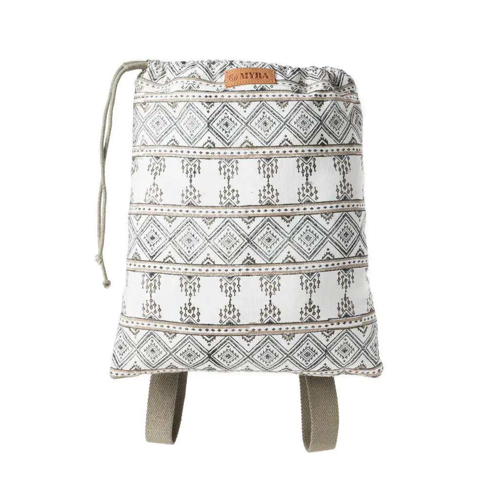 Boho Canvas Backpack for Women, Cute Western Style Travel Bag with Tribal Print and Adjustable Rope Closure, Cute Backpacks, Myra, Dry Clean