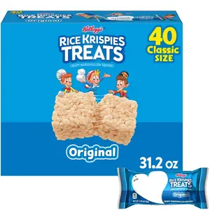 Crispy Marshmallow Squares, Kids Snacks, Snack Bars, Original, 31.2oz Box (40 Bars)