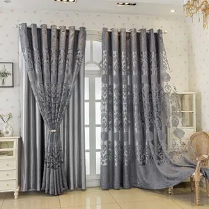 1pc European Court Style Lace Curtain, Luxury Embroidered Design, Top Ring Hanging, Suitable for Living Room, Balcony, Bedroom, Home Decoration Curtain