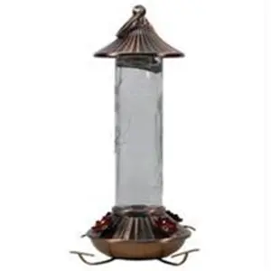 Audubon-woodlink-Etched Hummingbird Feeder- Bronze-clear 14 Ounce, Nectar Feeder, Wild Bird Feeder, 14Oz