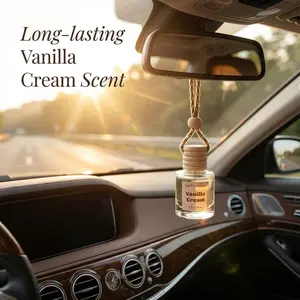 Car Air Freshener 1 Piece, 8ml Mini Hanging Fragrance Diffuser, Multi-Use for Car Rear View Mirror Home Closet Office, Odor Eliminator Scented Pendant, Vanilla Scented