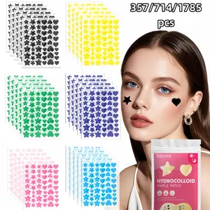 357/714/1785pcs Aesthetic Star & Heart Acne Patches, Hydrocolloid Spot Covers with Salicylic Acid, Tea Tree & Calendula, Cute Invisible Patches, Multi-Size, Day & Night Use