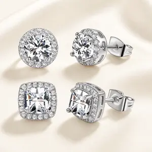 Earring Women Diamond Look Stud Earrings | Unisex Halo CZ Jewelry for Daily Wear