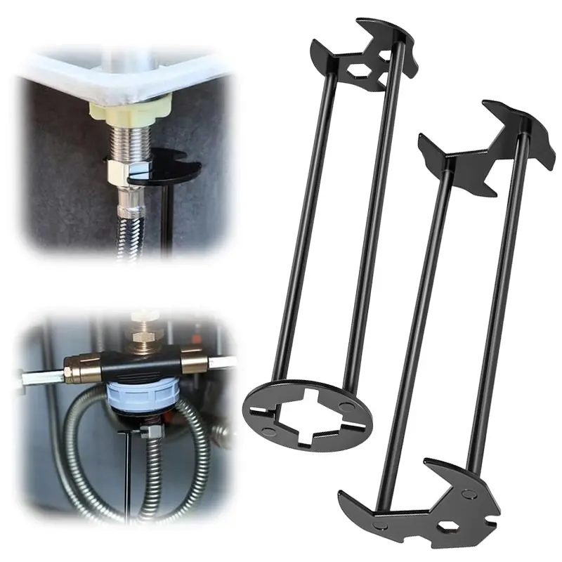 2PCS Multifunctional Sink Wrench, 7 Sizes Four-jaw Hex Spanner Universal Under Sink Plumbing Tools, Adjustable Socket Wrench, Basin Faucet Tight Spaces Sink Tool