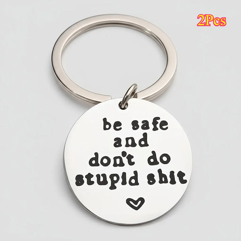 Corrosion Resistant Stainless Steel Safety Reminder Keychain (2Pcs) - Customizable Name, Everyday Carry Option with Personalized Heart Tag, Ideal Gift for Men for Travel or Outdoor Use, Corrosion Resistant Keychains, Customizable Name Keychains