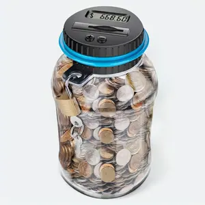 Counting Coin Bank without Battery, Large Capacity Saving Challenge Jar with Lcd Display and Lock, Cash Saving Box, Creative Coin Storage Box, Adjustable Amount Piggy Bank, Boyfriend Gifts, Room Decor