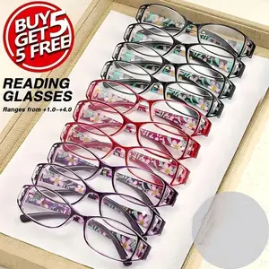 10PCS Women's Fashion Vintage Square Reading Glasses, HD Clear Lens, +1.0 to +4.0 Strength, Lightweight Durable PC Material, Reading Eyeglasses, Reading Eyewear, Daily Computer Office Book Use