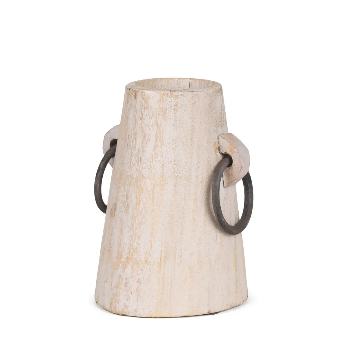HomeRoots 608602 Artisanal Handmade Modern 7 in. Beige Solid Wood Cylinder Jug Vase, Decorative Home Decoration for Living Room Dining Room, Flower-Holding Accessory, Ideal Gift for Home Decor Enthusiasts
