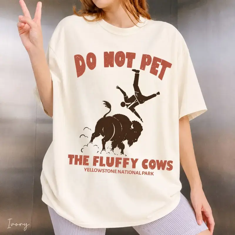 Meme Don't Pet The Fluffy Cow T-shirt, Unisex Cotton Shirt Gifts, Family Trip Outfit, Matching Camp Tees,