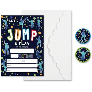 Trampoline Jump Theme Birthday Party Invitations Bounce House Invites For Boys Girls 20 Invitations with 20 Envelopes For Birthday Party Decorations