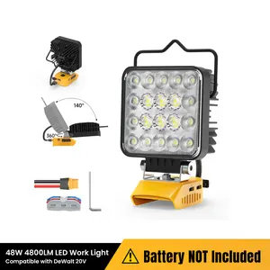 Azocek New Upgrade LED Work Light Compatible with Dewalt 20V Battery, 60W 6000LM Flashlight, 20V Battery Cordless Work Light with Low Voltage Protection & Dual USB & Type-C Charging Port