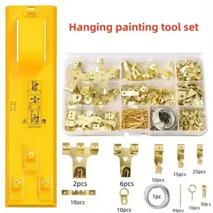 Picture Hanging Kit with Level Measuring Ruler, Frame Hanging Tool Set, Includes 221 Wall Mounting Pieces, Home Decoration Accessories