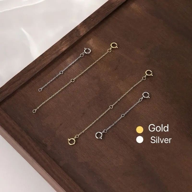SR Pearl Co. S925 Sterling Silver Extension Chain - 1 Piece, 5cm Adjustable Extender for Necklaces, Bracelets (Gold or Silver Option)