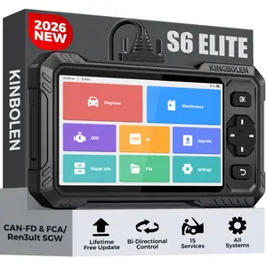 KINGBOLEN S6 2026 Full-System OBD2 Scanner - 6.2-Inch Android OS Digital Automotive Tester with 15 Service Functions, Bi-Directional Control, Active Tests, Steering Support, Lifetime Free Updates