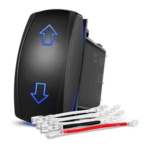 Nilight 7-Pin DPDT Control Rocker Switch - Blue, On/Off Arrows, Polarity Reverse, LED Lights Compatible, Auto Reset Function, Includes Installation Kit