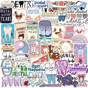 50-piece Dental Dentist Series Graffiti Stickers - DIY Decor for Phones, Cellphone, Luggage, Laptops, Waterproof Removable Stickers for Kids
