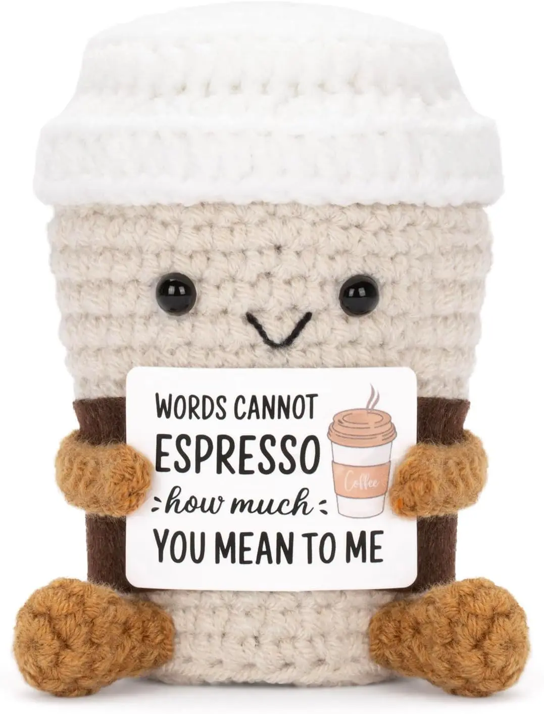 Crocheted Yarn Potato Partner Toy with Positive Card - Funny Gag Gift for Best Friend's Birthday, Cheer Up Emotional Present - DIY Knitting Crochet Item for Toys & Hobbies, Emotional Gift