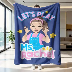 Ms. Rachel Interactive Blanket, Cartoon Pattern Blanket, Flannel Throw Blankets, High-Weight Flannel Fabric, Soft and Warm, Anti-Wrinkle, Easy Clean, Perfect Gift for Kids